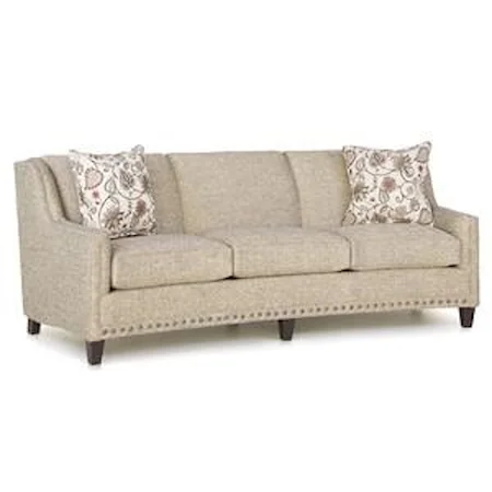 Fabric Conversation Sofa with Sloping Track Arms and Nail Head Trim